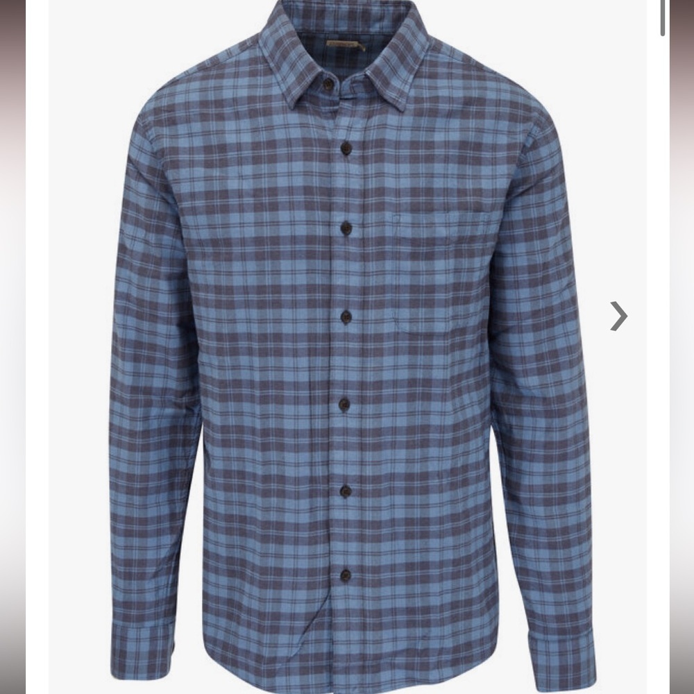 Men’s Faherty Movement Blue Ash Plaid Flannel Sport Shirt Size Medium